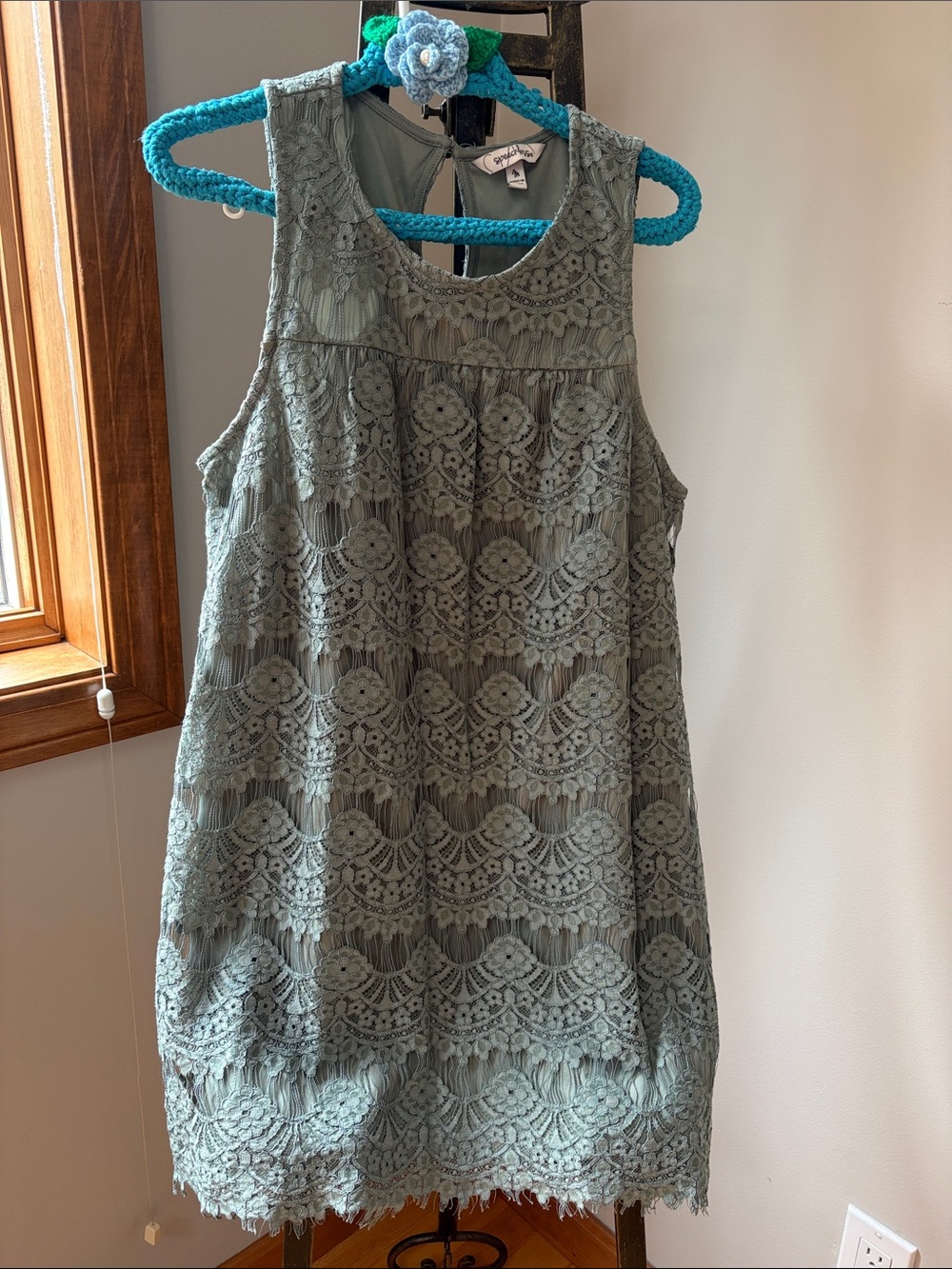 Speechless Sage Green Lace Sleeveless Dress